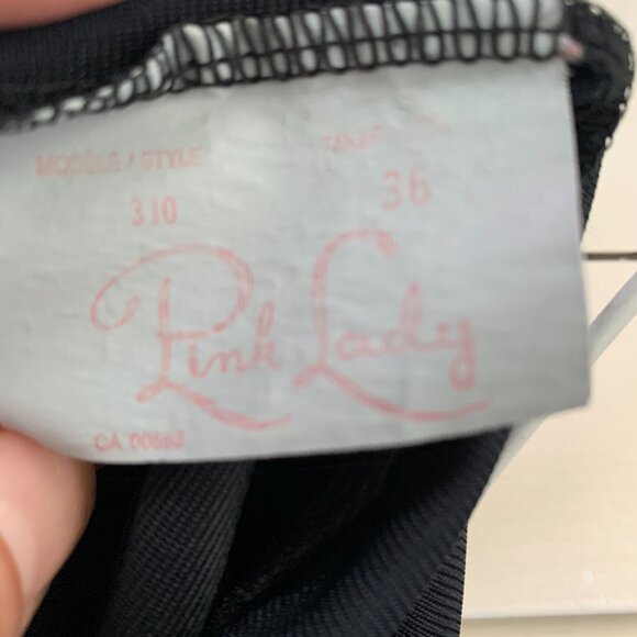 Vintage Pink Lady Slip Dress Nightgown 36 Black Satin Lace Trim Midi Lingerie - Picture 9 of 14